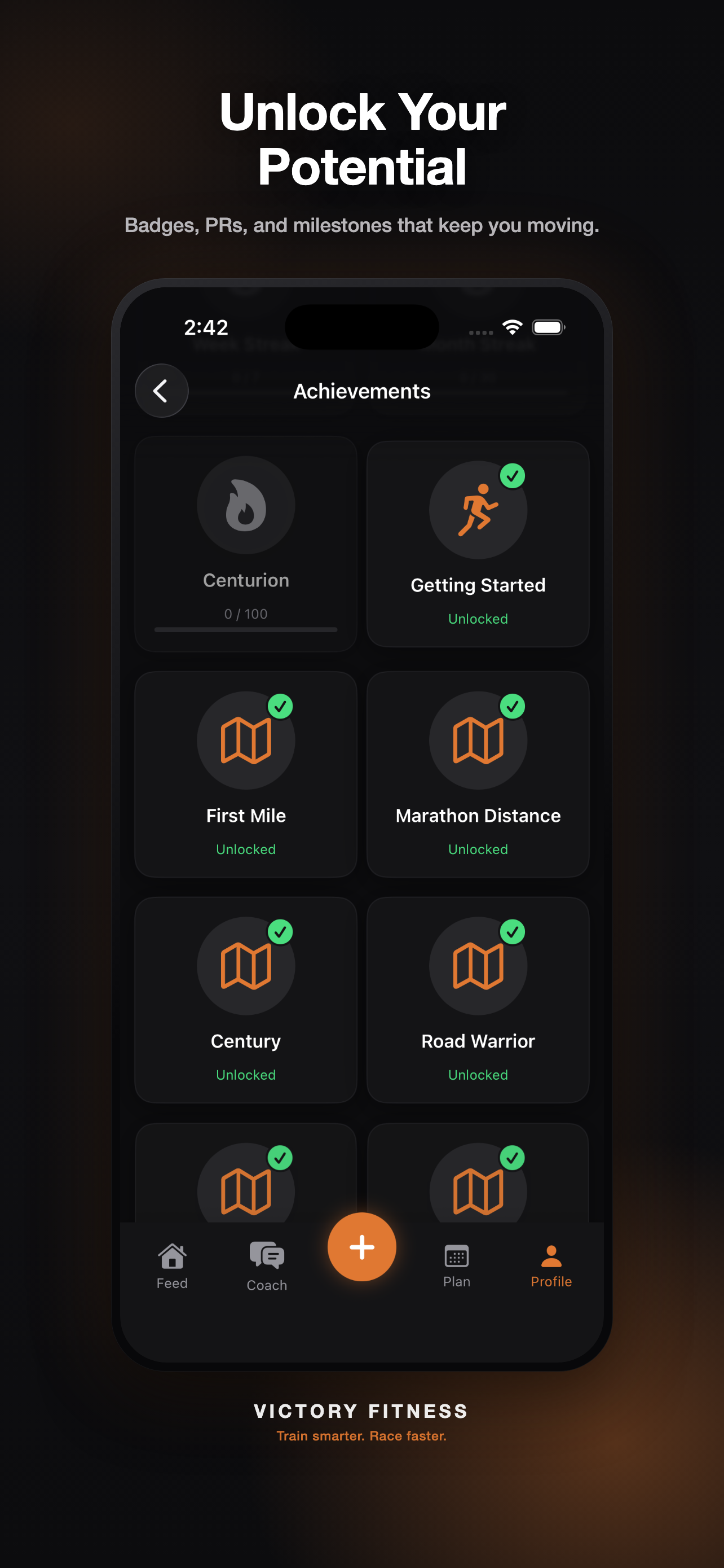 Unlock Your Potential — a grid of unlocked achievement badges