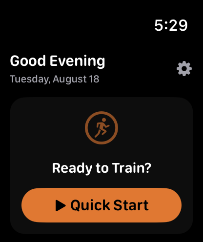 Victory Fitness on Apple Watch, showing the Quick Start screen